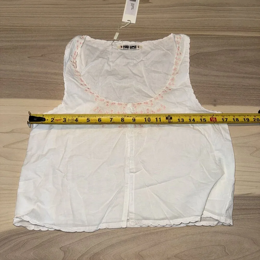 NWT Ciao Lucia Francie White Voile Hook & Eye Cotton Top Women's Small S - Picture 7 of 8